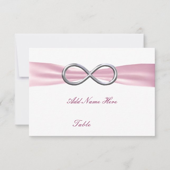 Carte de table de mariage à l'infini rose (Devant)