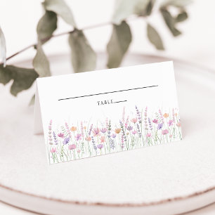 Carte de table de mariage aux fleurs sauvages past