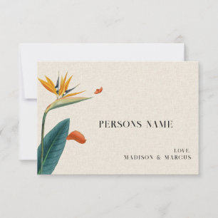 Carte de table de mariage aux fleurs tropicales él
