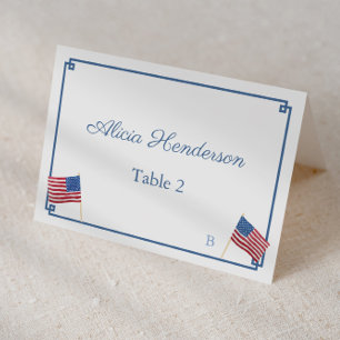 Carte de table de mariage avec drapeau américain R