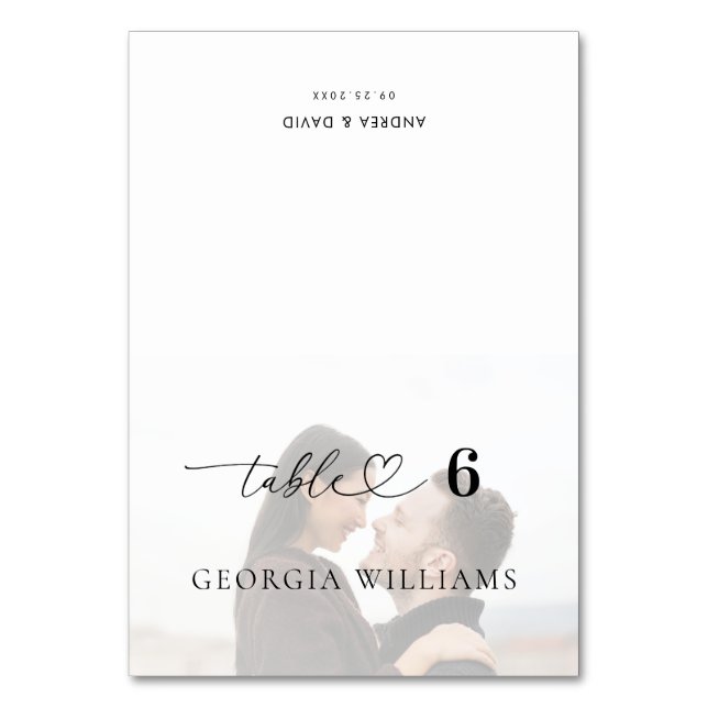 Carte de table de mariage avec photo décolorée et  (Par défaut)