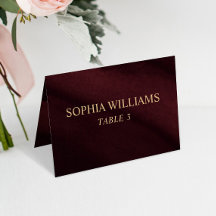 Carte de table de mariage Bourgogne & Or