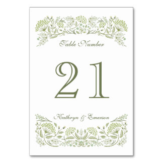 Carte de table de mariage dans la prairie