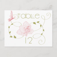 Carte de table de mariage de jardin rose Lys