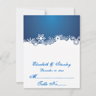 Carte de table de mariage d'hiver bleu flocon de n