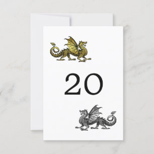 Carte de Table de Mariage Dragon Or Argent