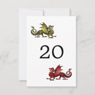 Carte de table de mariage Dragon Rouge Or