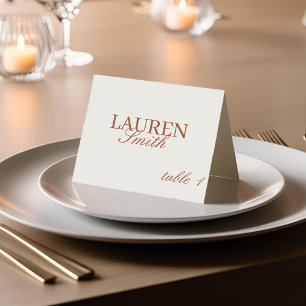 Carte de table de mariage élégante classique en te