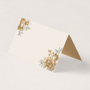 Carte de table de mariage élégante Fleurs dorées V