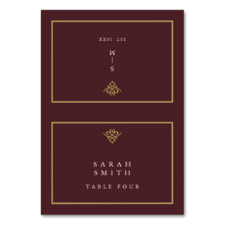 Carte de table de mariage en bordeaux Old Money