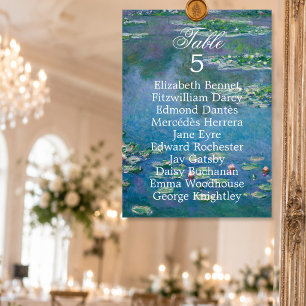 Carte de table de mariage florale d'art de Monet