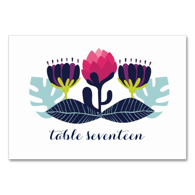 Carte de table de mariage florale funky (Devant)