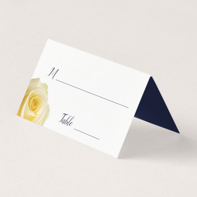 Carte de table de mariage florale moderne bleu jau (Front)