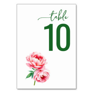 Carte de table de mariage florale verte sereine