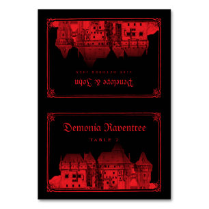 Carte de table de mariage gothique Château Vampire