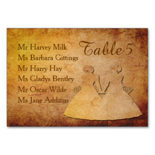 Carte de table de Mariage lesbien de texture vinta