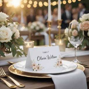 Carte de table de mariage minimaliste en or et fle
