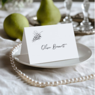 Carte de table de mariage noir et blanc dessinée à