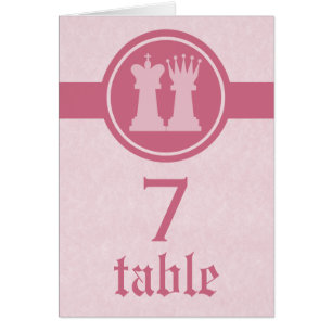 Carte de table de mariage Roi et Reine d'échecs, R