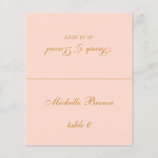 Carte de table de mariage rose - Nom de l'invité i (Devant)