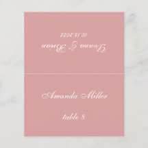 Carte de table de mariage Rose Poussiéreuse - Nom 