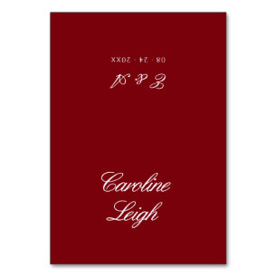 Carte de table de mariage Rouge Red Old Money