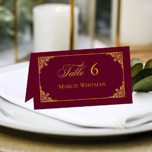 Carte de table de mariage royale avec cadre or cla