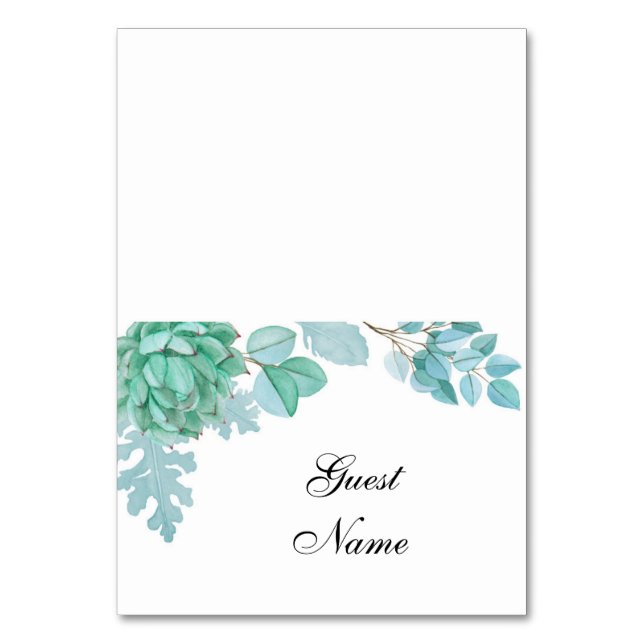 Carte de table de mariage succulente. Nom d'invité (Par défaut)