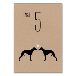 Carte de table de mariage Whippet Silhouettes