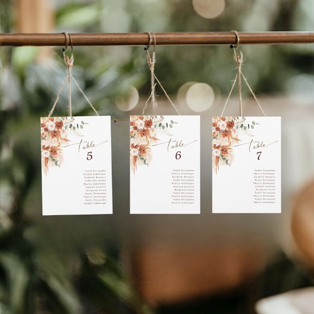 Carte de table de réception de mariage Boho élégan (Créateur téléchargé)