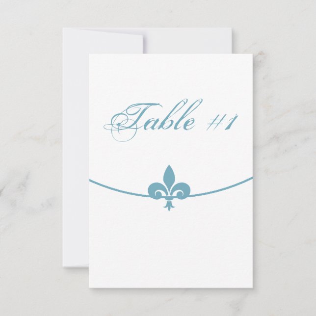 Carte de table de réception Teal Fleur de Lis (Devant)