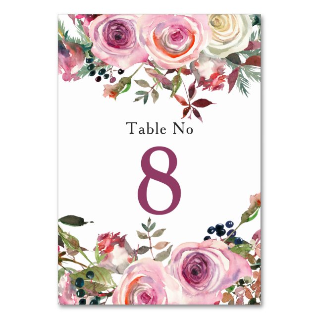 Carte de table de Rose Floral Rose Chic violet Mar (Par défaut)