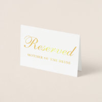 Carte de table d'invité spécial Gold Foil réservée
