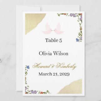 Carte de table élégante à motif floral pour mariag