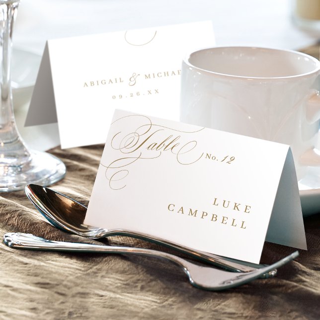 Carte de table élégante et classe avec calligraphi (Gold elegant classy calligraphy vintage Place Card)