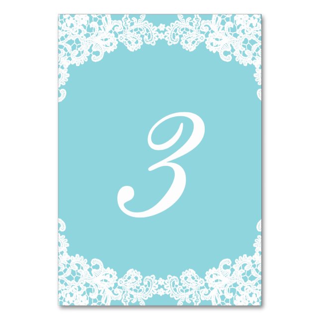 Carte de table en dentelle élégante bleu Tiffany/M (Dos)