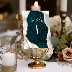 Carte de table en marbre sarcelle, agate blanche e