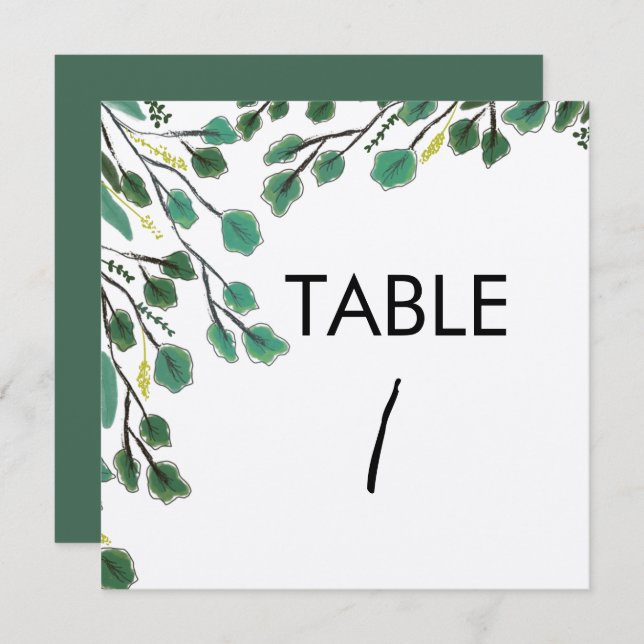 Carte de table Eucalyptus à la main (Devant / Derrière)