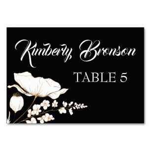 Carte de table Fleur sauvage Gold pour noms indivi