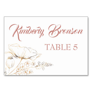Carte de table Fleur sauvage Gold pour noms indivi