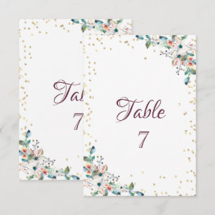 Carte de table Fleurs Diamants Or