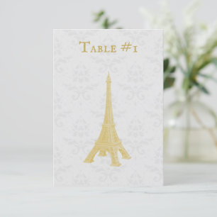 Carte de table Gold Eiffel Tower Mariage damassé