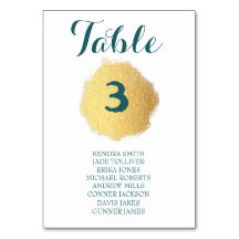 CARTE DE TABLE Gold/White/MARIAGE Turquoise person