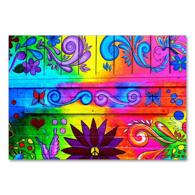 Carte de table hippie des années 70 super (Devant)