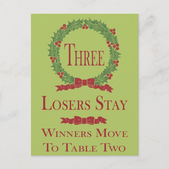 Carte de table Holly Wreath Bunco #3 (Devant)