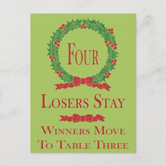 Carte de table Holly Wreath Bunco #4 (Devant)