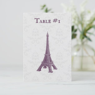 Carte de table Magenta Eiffel Tower Mariage damass