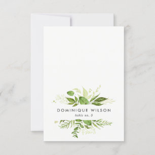 Carte de table mariage à feuillage vert sauvage aq
