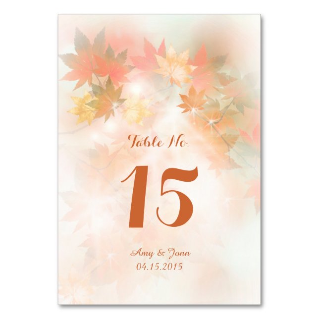 Carte de table mariage de brouillard automne autm3 (Par défaut)
