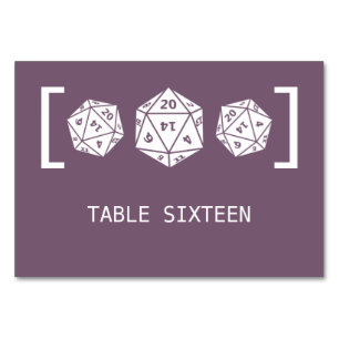 Carte de table Mariage de jeu de dés violet D20